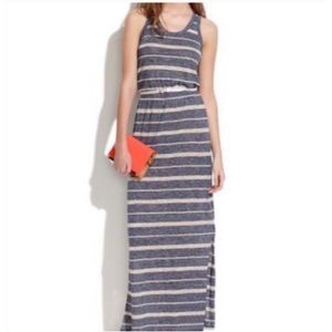 Madewell Stripe Maxi Dress Racerback Slits Linen